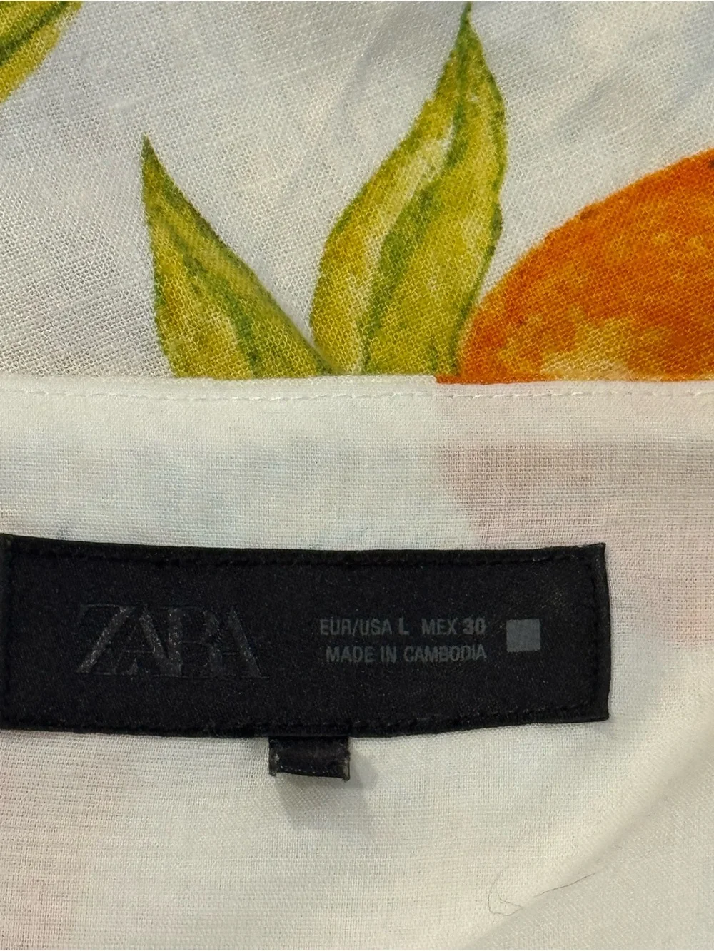 Zara White Dress with Orange & Green Citrus Print - Picture 4 of 4